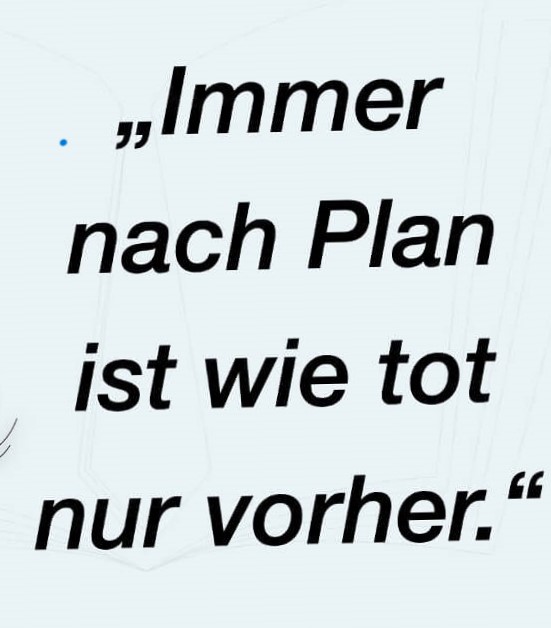 immer nach Plan ist wie tot nur vorher